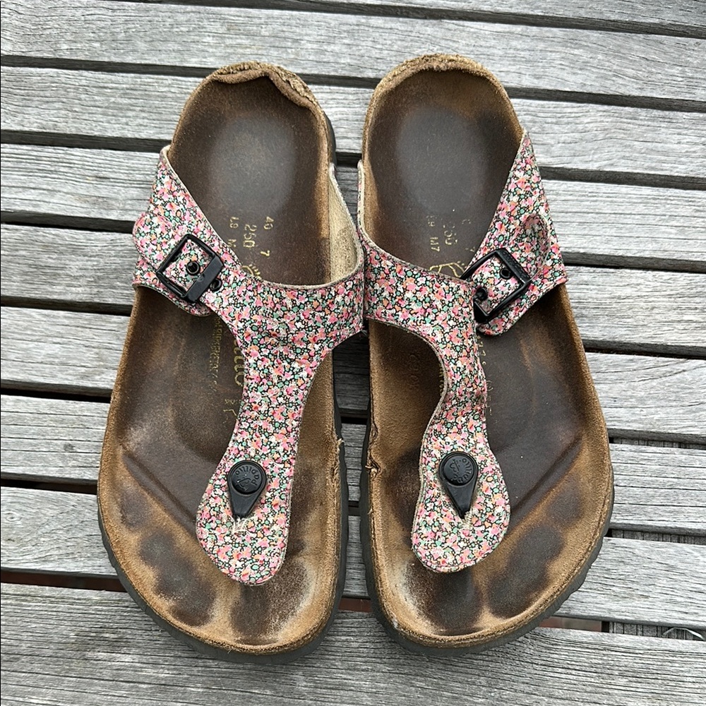 Birkenstock Floral Sandals - Pink and Black